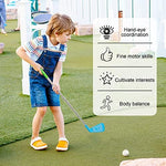 Detailed view of stainless steel retractable toy golf clubs