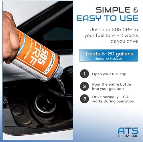 ATS Chemical 505 CRF engine additive side view highlighting features and fluid volume