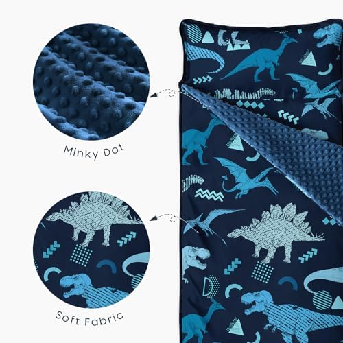 Wake In Cloud Jurassic sketch sleeping bag spread out flat for daycare cot use