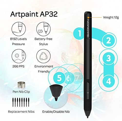 GAOMON graphics tablet active area layout demonstrating compact 6.5 by 4 inches drawing surface.