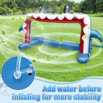Inflating the Intoypad shark themed water football game with the hand pump.