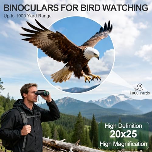 WOZEL high definition binoculars shown next to the included travel neck strap and carrying case.