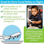 Cares safety restraint system packed in travel pouch