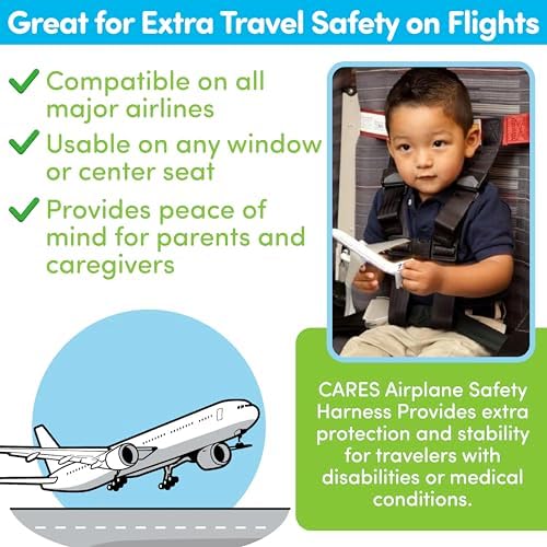 Cares safety restraint system packed in travel pouch