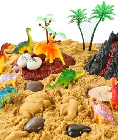 Sikmcle dinosaur toys and play sand kit contents