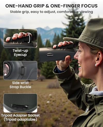 URBANCOAST 15x54 monocular telescope demonstrating its lightweight portable size in an outdoor setting