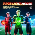 Waterproof rechargeable LED night game football plugged into a USB cable