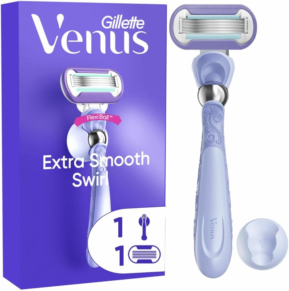 Gillette Venus - Shaver for women, extra smooth, 5 blade refill and reusable handle, rotating, designed to glide on all body curves, smooth shaving even in areas - Image 1