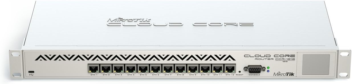 Mikrotik CCR1016-12G front view industrial router