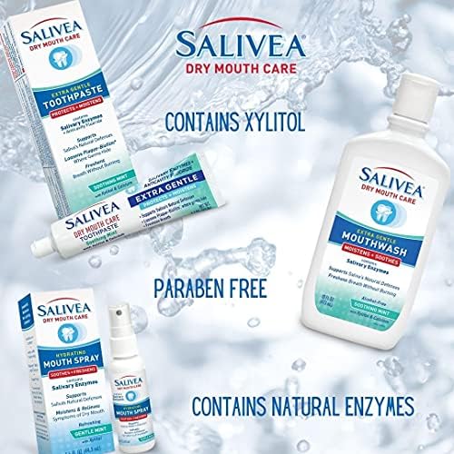 Salivea mouth spray packaging highlighting natural defenses and sugar-free formula