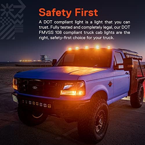 Aerodynamic truck cab marker lights with chrome base showing waterproof seal design