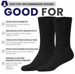 GERVRA black crew socks showing extra wide stretch for edema relief