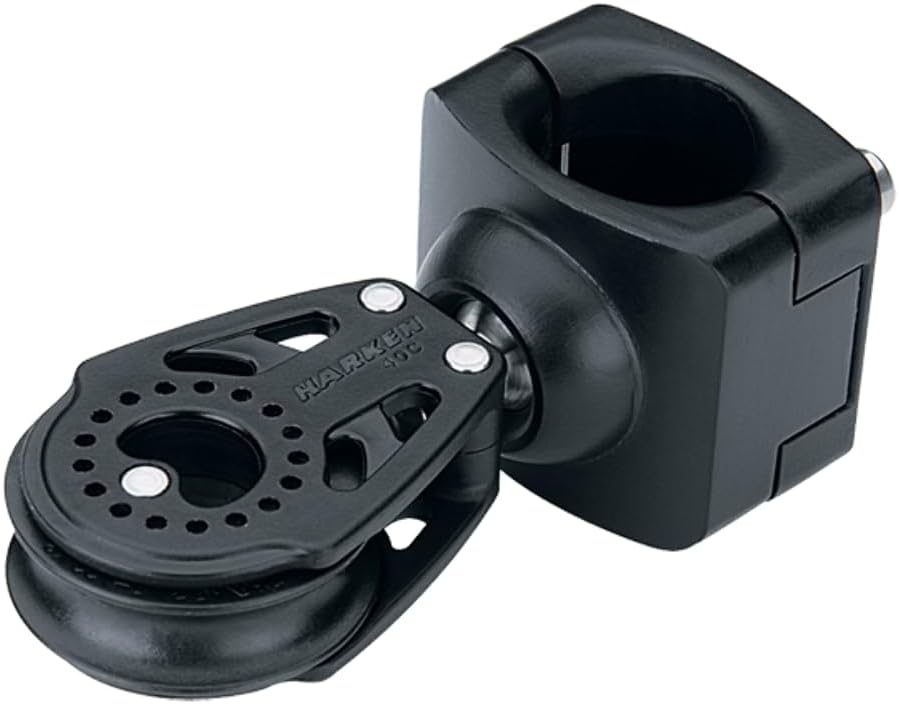 Harken 40mm carbo block stanchion lead block assembly front view marine hardware