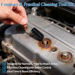 Creztail cleaning kit being used to clear dirt from a motorcycle carburetor jet.