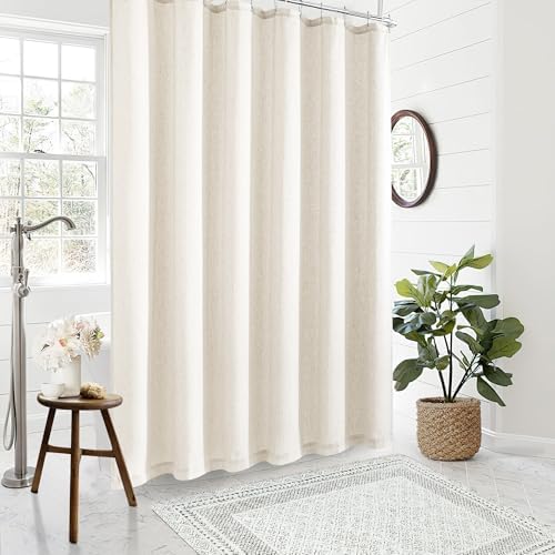 Full length display of the 72 by 84 inches extra tall farmhouse shower curtain panel.