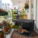 Joroamp black polyester pet kennel cover completely closed to create a dark den environment for large dogs.