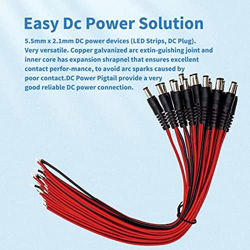 Close-up of the pre-tinned red and black wire leads on the Centropower 18AWG copper power cable.