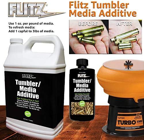 Flitz media additive being used with corn cob tumbling media for metal restoration