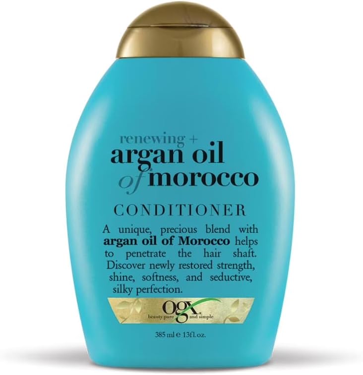 OGX Renewing Argan Oil of Morocco Conditioner bottle view for hair hydration