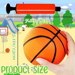 Six colorful rubber mini basketballs in a row