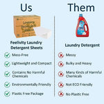 Plant based ultra concentrated laundry detergent sheets stack close up view