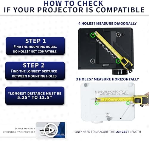 Adjustable arm configuration for universal projector compatibility