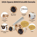 SUPRBIRD portable theater binoculars showing its small pocket size scale relative to a clutch bag