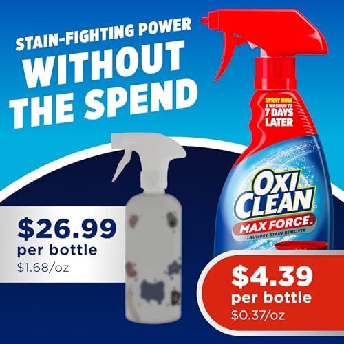 Set of three OxiClean Max Force 12 fluid ounce bottles for laundry care.