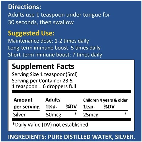 Silver Holistics Colloidal Silver Liquid Bundle back label showing the official ingredient profile and usage guide.