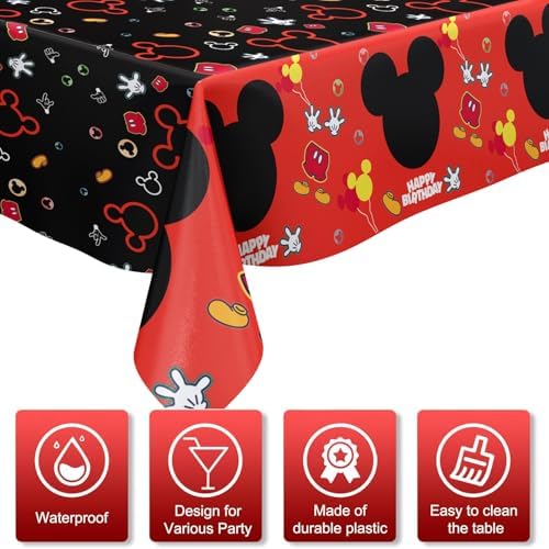 Black and red cartoon mouse silhouette patterned birthday table decoration supplies