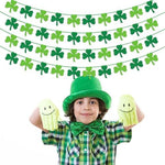 Four separate strings of Partyprops shamrock garland arranged neatly to show the complete party decoration pack.