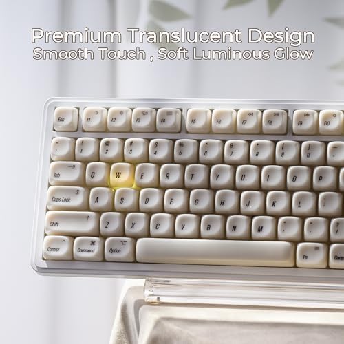 OHY polycarbonate white replacement keycap kit demonstrating compatibility with cross shaped MX switches
