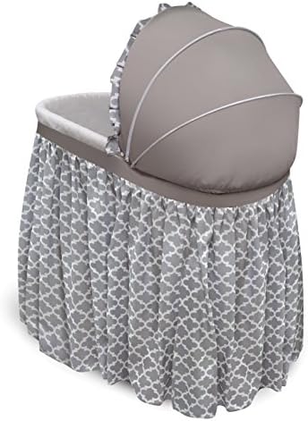 Badger Basket 454.0g baby bassinet with wheels flipped up for rocking cradle mode & cotton sheets for bed