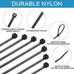 Industrial strength six inch nylon cable ties arranged neatly to illustrate weather resistant outdoor material quality