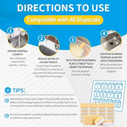 Back of Natruth garbage disposal cleaner packaging with instructions