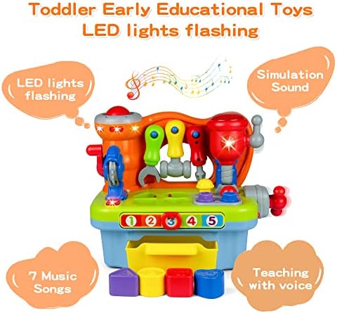 Woby pretend play tool kit for kids with hammer nails and mechanical sound effects