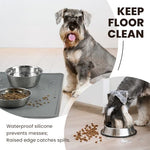Non slip waterproof dog bowl tray in grey