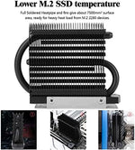 Close up profile view of Thermalright passive M.2 NVMe cooling tower showing the premium electroplated base and six adjustable height screws.