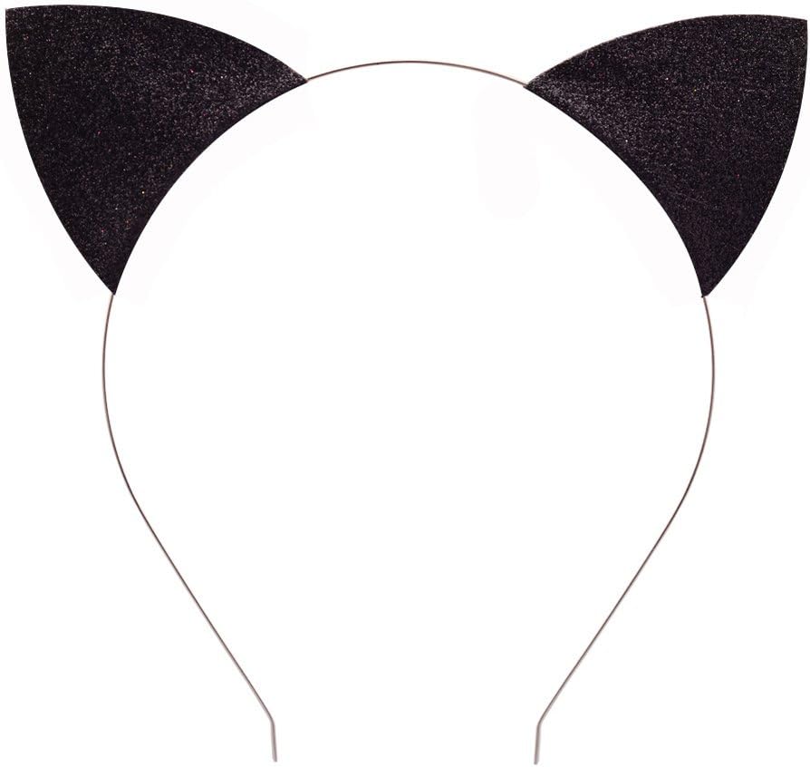 Merroyal glitter cat ears headband front view costume accessory