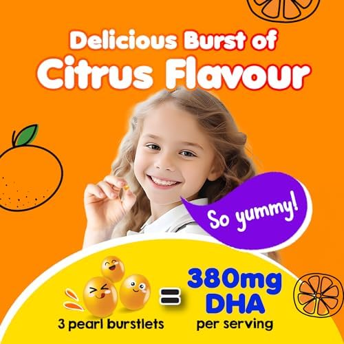 Sugar free kids DHA burstlets with Vitamins D3 and K2 for bone health