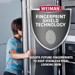 Weiman streak free stainless steel cleaner maintaining an oven door finish