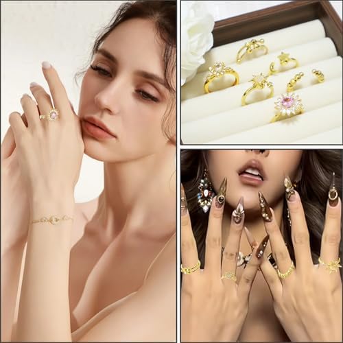 Complete six piece collection of CDIYAR gold plated fidget jewelry with cubic zirconia embellishments
