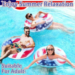 Amenon star and stripe design pool floaties for pool parties.