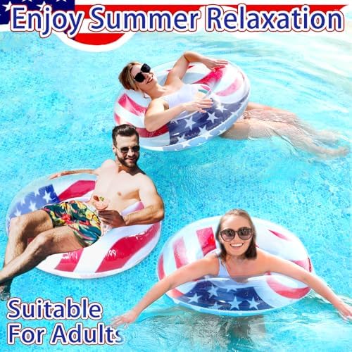 Amenon star and stripe design pool floaties for pool parties.