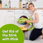 Close up of Plink fresh lemon scent deodorizing tablets for home appliances