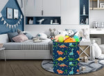 Lightweight polycotton storage hamper next to a bed showing bedroom decor integration