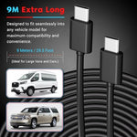 Detailed shot highlighting the heavy-duty heat-resistant outer coating of the ROVE ultimate dash cam cable.