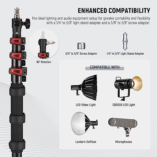 Neewer pole stand fully collapsed alongside the included portable storage carrying bag