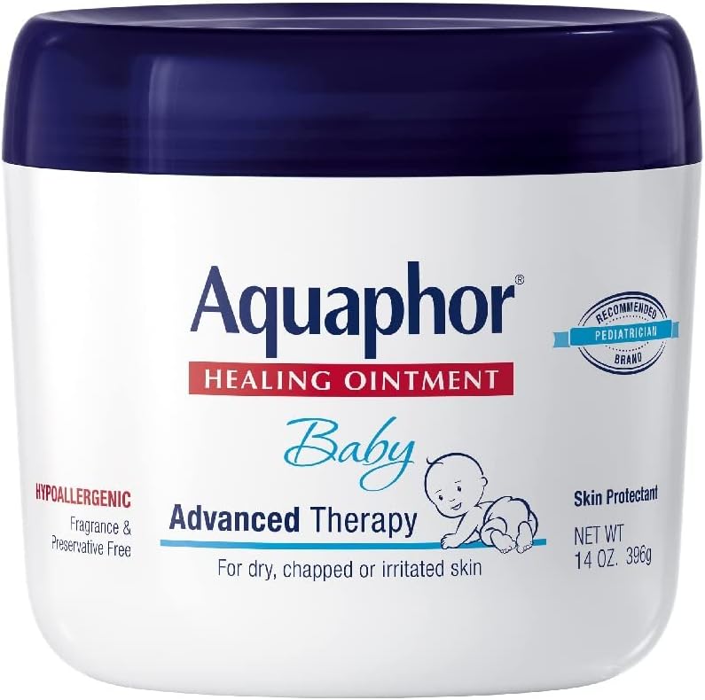 Aquaphor Baby Healing Ointment fourteen ounce jar front view skin protectant formula