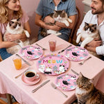 Yingoto 213 piece cat birthday party set layout